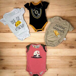 3-6 Month Girl Bundle – 4-Piece Summer Onesie Set - Carhart & Bruins!